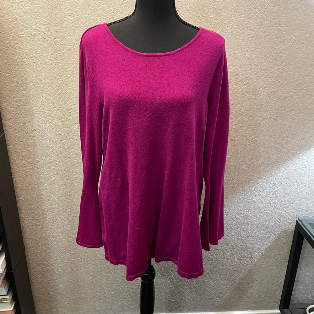 Alfani Bell-Sleeve Tunic Sweater (Magenta Large)